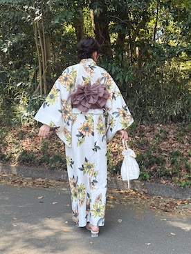 「continuer de NICE CLAUP(コンティニューデナイスクラップ)の【浴衣collection】アソート浴衣(3点SET)(浴衣、その他)」を使った、ちぴさん(レディース・158cm)の春コーディネート