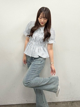 「ぺプラムトップス」｜ちぴさん（レディース・158cm）の夏コーディネート