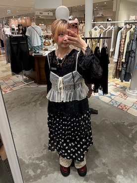 「ドットパンツ」｜小笠原聖梨那さん（レディース・160cm）の春コーディネート