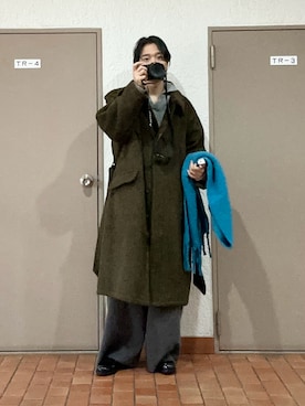 「アイテム（ステンカラーコート）」を使った、プチプラのじゅんpuchipurajunさん（メンズ・177cm）の冬コーディネート
