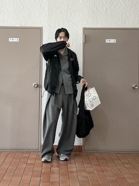 「soerte（ソエルテ）のアイテム（スラックス）」を使った、プチプラのじゅんpuchipurajunさん（メンズ・177cm）の夏コーディネート