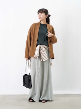 「アイテム（テーラードジャケット、イエロー系）」を使った、M.さん（レディース・161cm）の秋コーディネート
