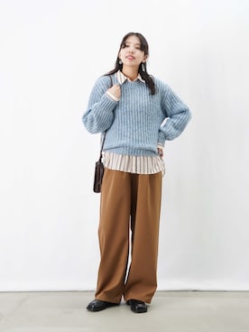 「アイテム（パンツ、イエロー系）」を使った、M.さん（レディース・161cm）の秋コーディネート