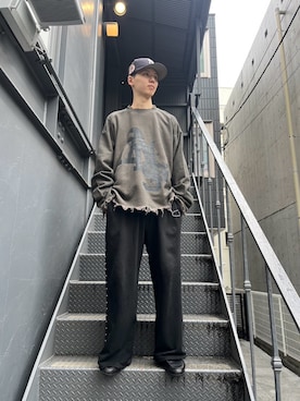 「DANKE SCHON（ダンケシェーン）のアイテム（スウェット）」を使った、YUITOさん（メンズ・170cm）の春コーディネート