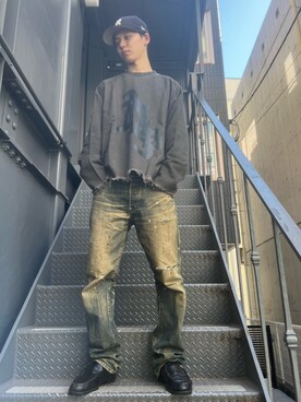 「DANKE SCHON（ダンケシェーン）のアイテム（スウェット）」を使った、YUITOさん（メンズ・170cm）の冬コーディネート