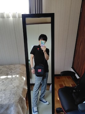 「アイテム（スラックス）」を使った、Takesiさん（メンズ・171cm）の夏コーディネート