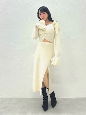 「ニット/セーター」｜「アイテム（ワンピース/ドレス）」を使った、NANAKOさん（レディース・153cm）の冬コーディネート