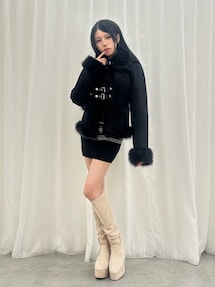 フェイクファーカラーベルトジャケット｜イートミー（EATME）公式通販