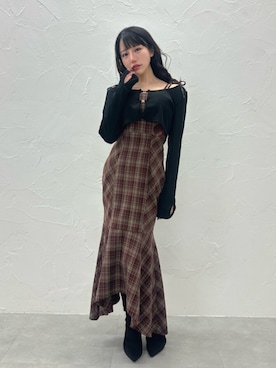 「アイテム（ワンピース/ドレス、レッド系）」を使った、NANAKOさん（レディース・153cm）の冬コーディネート