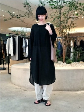 「アイテム（チュニック）」を使った、トダカさん（レディース・160cm）の夏コーディネート