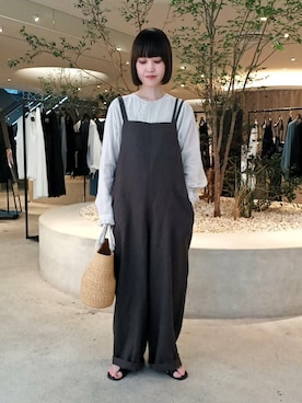 「大人カジュアル」｜「アイテム（サロペット/オーバーオール）」を使った、nanaさん（レディース・160cm）の夏コーディネート