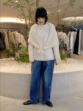 「アイテム（ストール/ショール）」を使った、トダカさん（レディース・160cm）の秋コーディネート