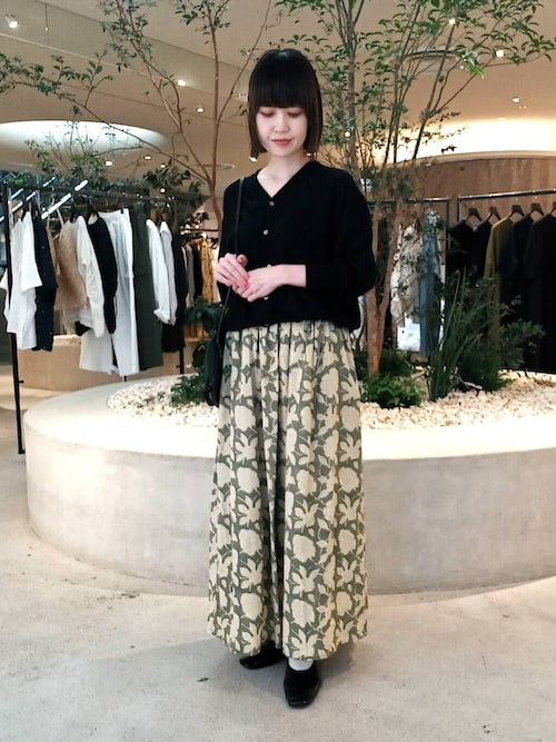 値下げ新品かぐれエスニックギャザースカート カグレ かぐれ エスニックプリントギャザースカート （KHAKI