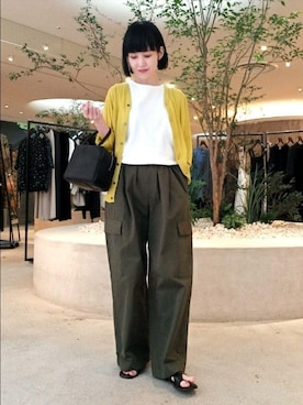 「かぐれ（カグレ）のユーティリティーイージーパンツ（その他パンツ）」を使った、トダカさん（レディース・160cm）の夏コーディネート