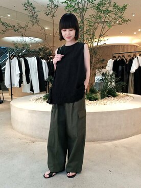 「かぐれ（カグレ）のユーティリティーイージーパンツ（その他パンツ）」を使った、トダカさん（レディース・160cm）の夏コーディネート