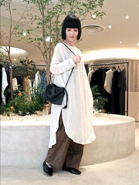 「アイテム（チュニック）」を使った、トダカさん（レディース・160cm）の夏コーディネート