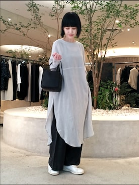 「アイテム（チュニック）」を使った、トダカさん（レディース・160cm）の夏コーディネート