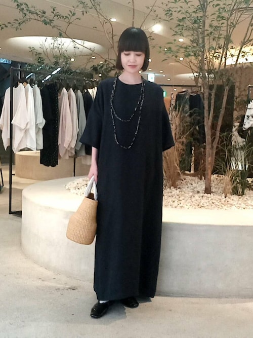 『2サイズ展開』リネンレーヨンワイドワンピース
