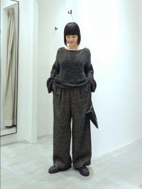 「かぐれ（カグレ）のペルーアルパカルーズニット（ニット/セーター、グレー系）」を使った、トダカさん（レディース・160cm）の秋コーディネート