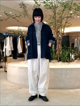 「アイテム（カバーオール）」を使った、トダカさん（レディース・160cm）の夏コーディネート