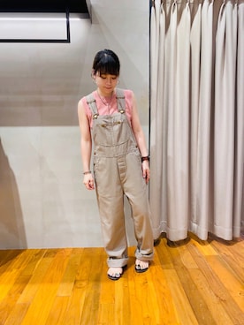 「Lee（リー）のアイテム（サロペット/オーバーオール）」を使った、お鶴さん（レディース・153cm）の夏コーディネート