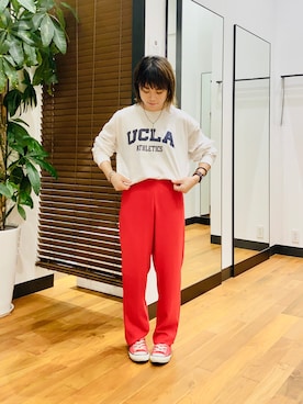 「赤パンツ」｜お鶴さん（レディース・153cm）の夏コーディネート