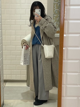 「ブルーコーデ」｜「アイテム（チェスターコート）」を使った、ぽさん（レディース・155cm）の冬コーディネート