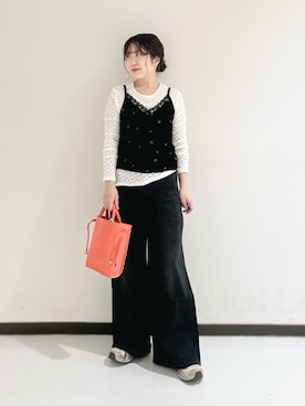 「ウェーブ×カジュアル」｜mamiさん（レディース・150cm）の秋コーディネート
