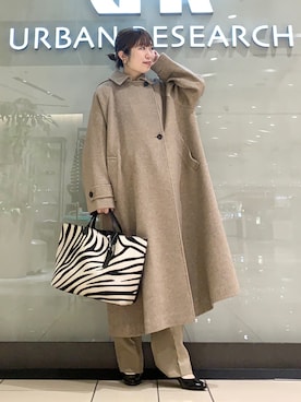 「URBAN RESEARCH（アーバンリサーチ）のアイテム（ステンカラーコート）」を使った、maaamii02さん（レディース・149cm）の冬コーディネート