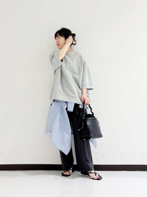 new basic　インドスビンコットンストライプシャツ