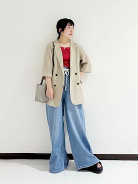 「アイテム（その他アウター、ベージュ系）」を使った、maaamii02さん（レディース・150cm）の夏コーディネート