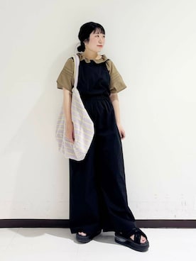 「低身長」｜「アイテム（オールインワン・サロペット）」を使った、maaamii02さん（レディース・150cm）の夏コーディネート