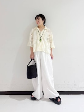 「アイテム（かごバッグ）」を使った、maaamii02さん（レディース・150cm）の夏コーディネート