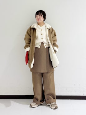 「アイテム（ムートンコート）」を使った、mamiさん（レディース・150cm）の冬コーディネート