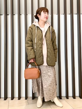 「URBAN RESEARCH Sonny Label（アーバンリサーチサニーレーベル）のアイテム（ノーカラージャケット）」を使った、maaamii02さん（レディース・148cm）の冬コーディネート