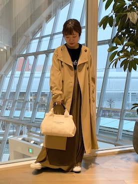 「ロゴニット」｜「アイテム（トレンチコート）」を使った、maaamii02さん（レディース・148cm）の冬コーディネート