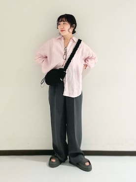 「URBAN RESEARCH（アーバンリサーチ）のスクエアネックタンクトップ（タンクトップ、ホワイト系）」を使った、mamiさん（レディース・150cm）の春コーディネート