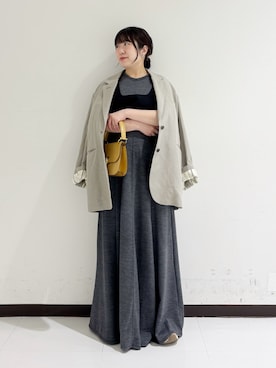 「URBAN RESEARCH（アーバンリサーチ）のnew basic　WASHABLE WOOL FLARE ONE-PIECE（ワンピース、グレー系）」を使った、mamiさん（レディース・150cm）の春コーディネート