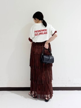 「crinkle crinkle crinkle（クリンクルクリンクルクリンクル）の『別注』crinkle crinkle crinkle×UR　cottonvoilfringe sk（スカート）」を使った、mamiさん（レディース・150cm）の夏コーディネート