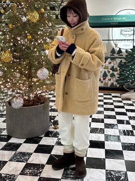 「アイテム（その他アウター、ベージュ系）」を使った、ERICAさん（レディース・160cm）の冬コーディネート