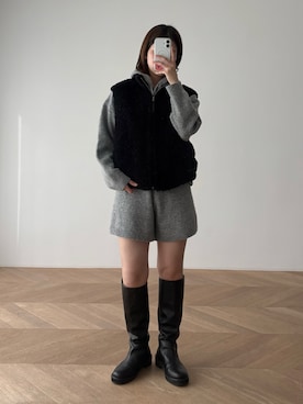 「アイテム（セットアップ）」を使った、ERICAさん（レディース・160cm）の秋コーディネート