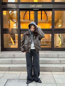 「CANAL JEAN（キャナルジーン）のアイテム（ニットキャップ/ビーニー）」を使った、ERICAさん（レディース・160cm）の秋コーディネート