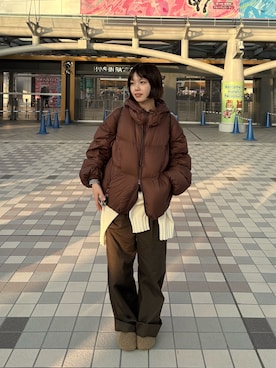 「アイテム（スリッポン）」を使った、ERICAさん（レディース・160cm）の冬コーディネート