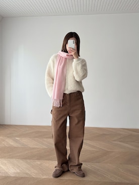 「アイテム（モカシン/デッキシューズ）」を使った、ERICAさん（レディース・160cm）の秋コーディネート