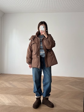 「アイテム（ダウンジャケット/コート）」を使った、ERICAさん（レディース・160cm）の秋コーディネート