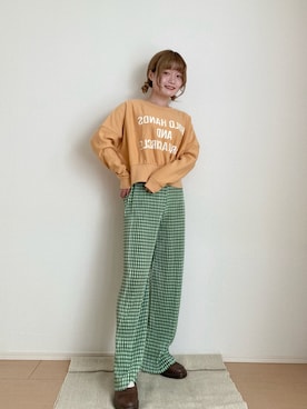 「ISOOK（アイスー）のアイテム（パンツ）」を使った、木村 星南（せな）さん（レディース・162cm）の春コーディネート