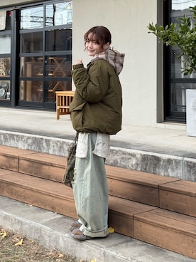 「アイテム（チュニック）」を使った、木村 星南（せな）さん（レディース・162cm）の冬コーディネート