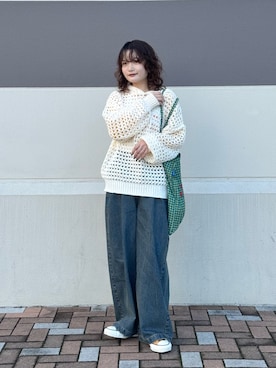 「アイテム（トートバッグ）」を使った、木村 星南（せな）さん（レディース・162cm）の秋コーディネート