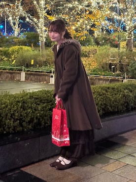 「ファーコート」｜「アイテム（ジャケット/アウター）」を使った、木村 星南（せな）さん（レディース・162cm）の冬コーディネート