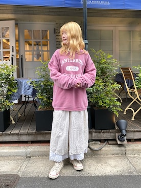 「春カラー」｜「アイテム（スウェット）」を使った、木村 星南（せな）さん（レディース・162cm）の冬コーディネート
